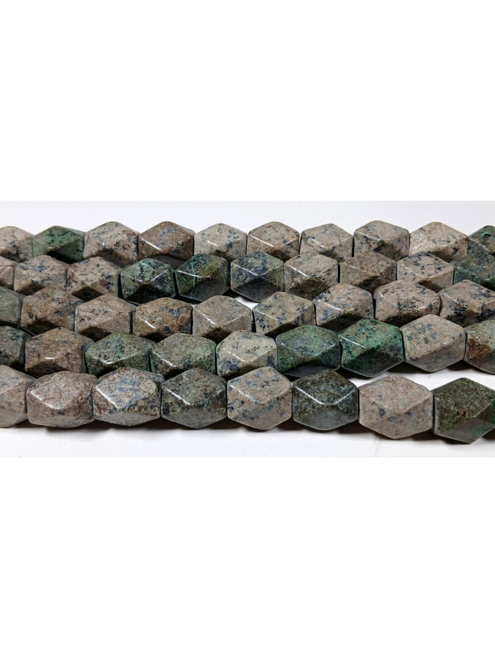 ONE Strand of Faceted Hexagon Gemstone Beads African Turquoise Earth Tones 16"